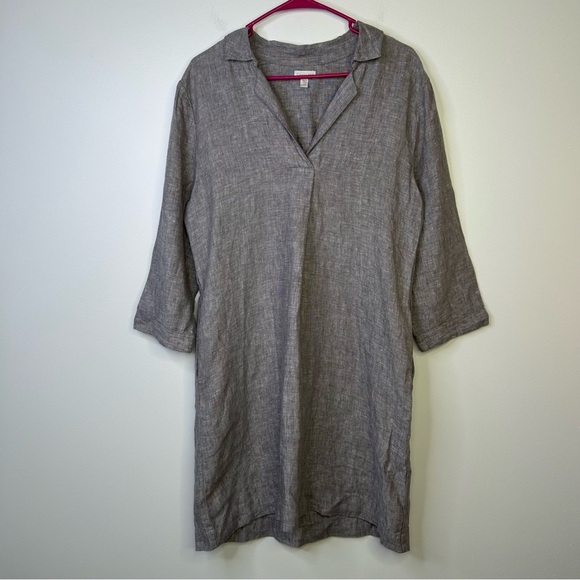 Garnet hill linen popover collared shift dress size 10 - Picture 1 of 9